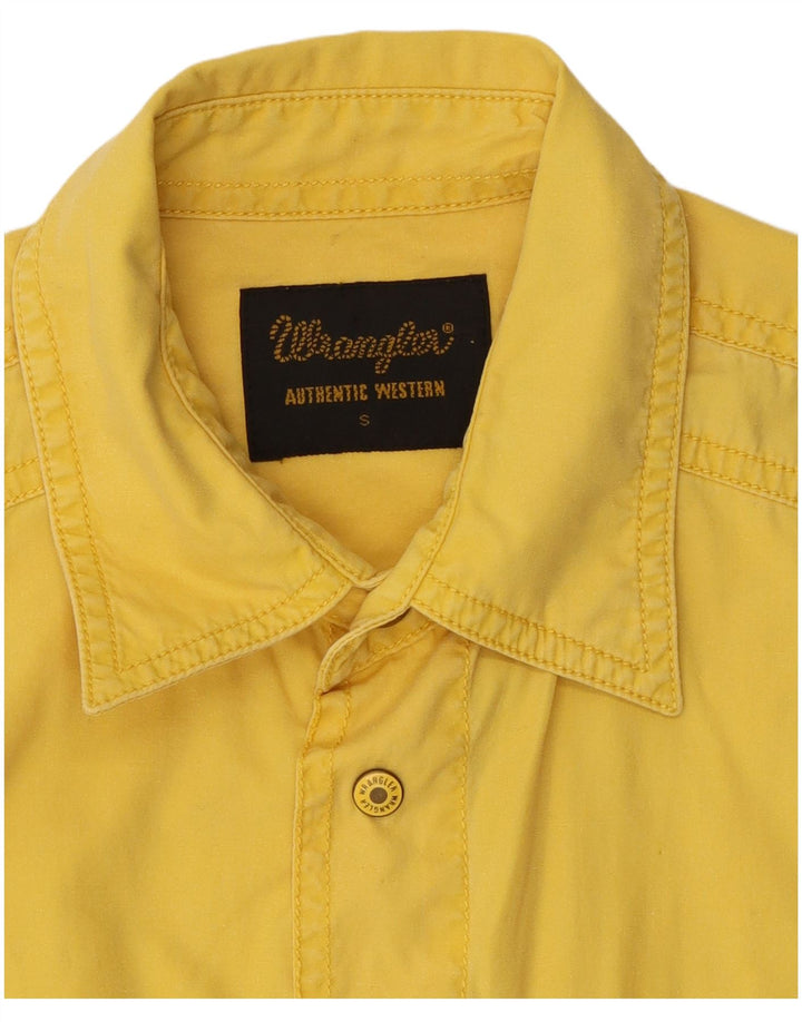Wrangler Mens Short Sleeve Shirt Small Yellow Cotton