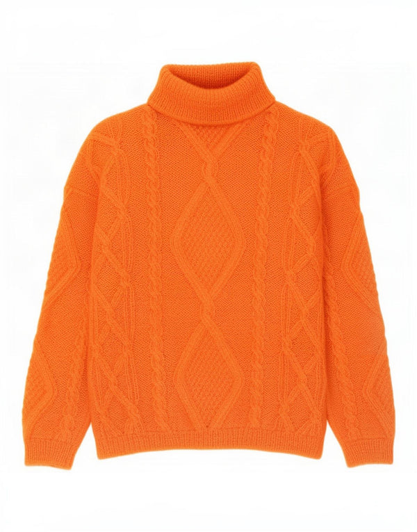 Sweter damski w stylu vintage z wywijanym dekoltem UK 16, duży pomarańczowy