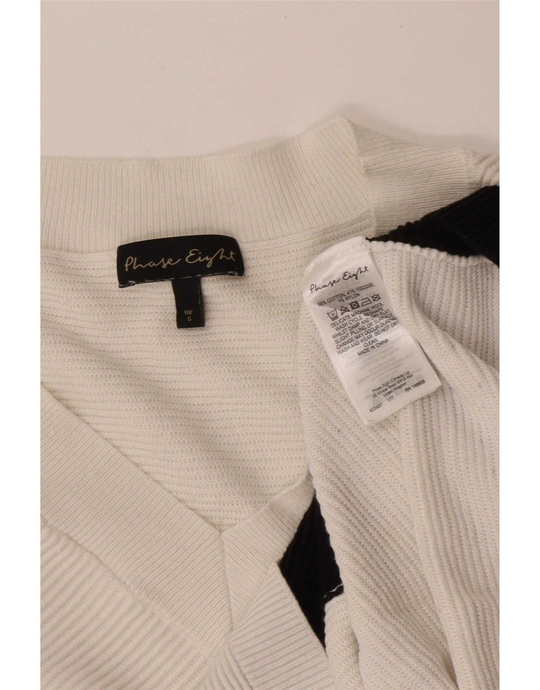 Phase Eight Womens V-Neck Jumper Sweater UK 10 Small White Colourblock
