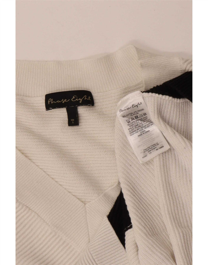 Phase Eight Womens V-Neck Jumper Sweater UK 10 Small White Colourblock