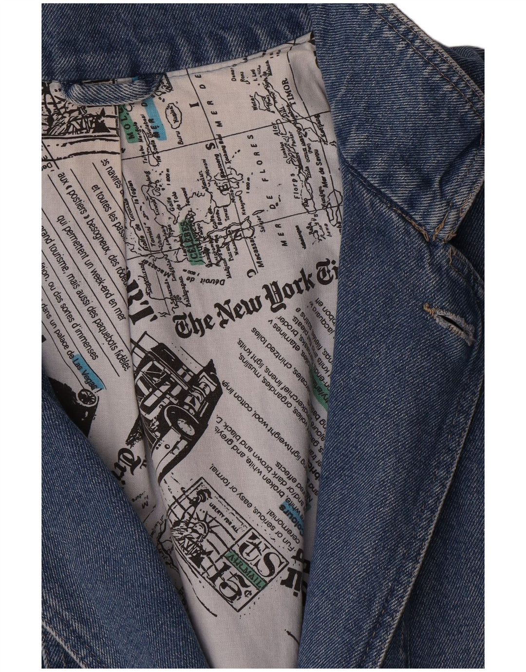 Vintage Womens Longline Double Breasted Blazer Jacket UK 16 Large Blue
