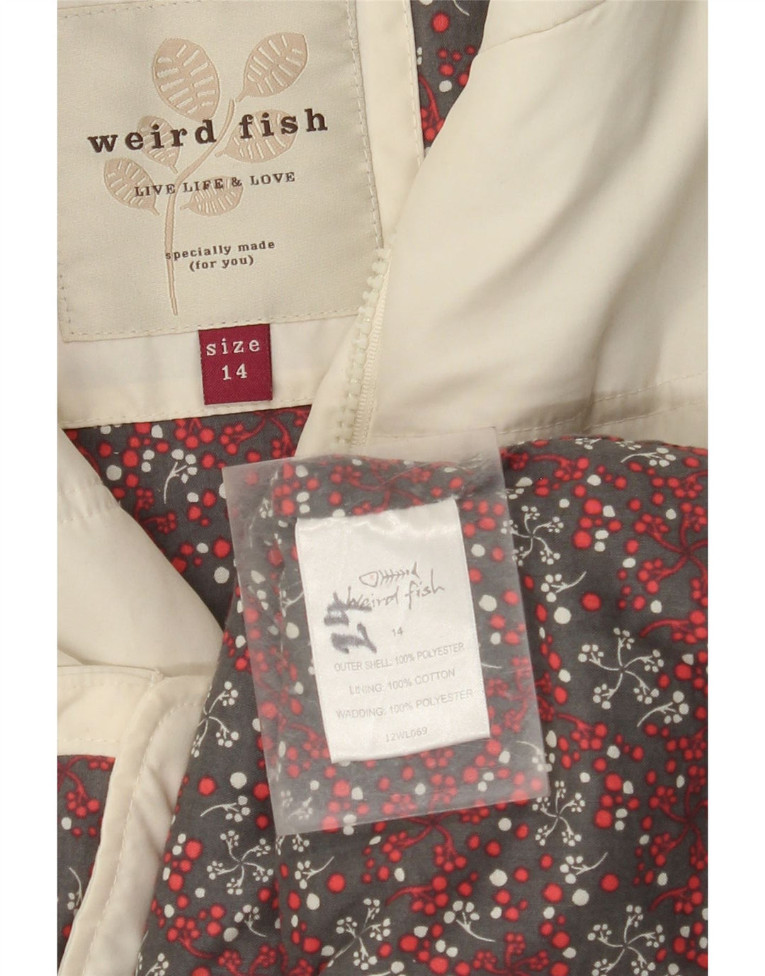 WEIRD FISH Womens Padded Gilet UK 14 Medium Off White Polyester