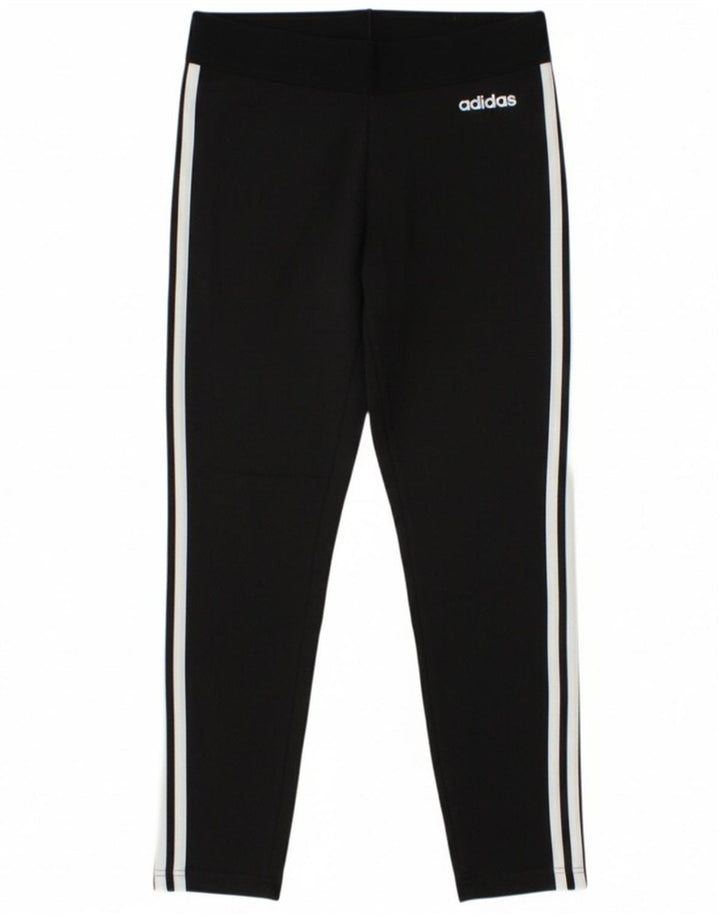ADIDAS Womens Leggings UK 12/14 Medium Black Cotton