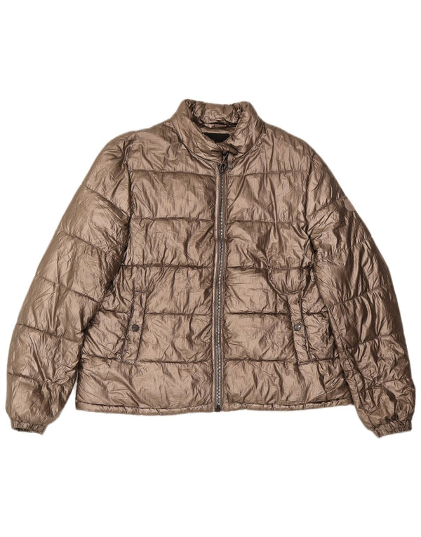 Massimo Dutti Damen Wattierte Jacke UK 14 Medium Gold Polyester
