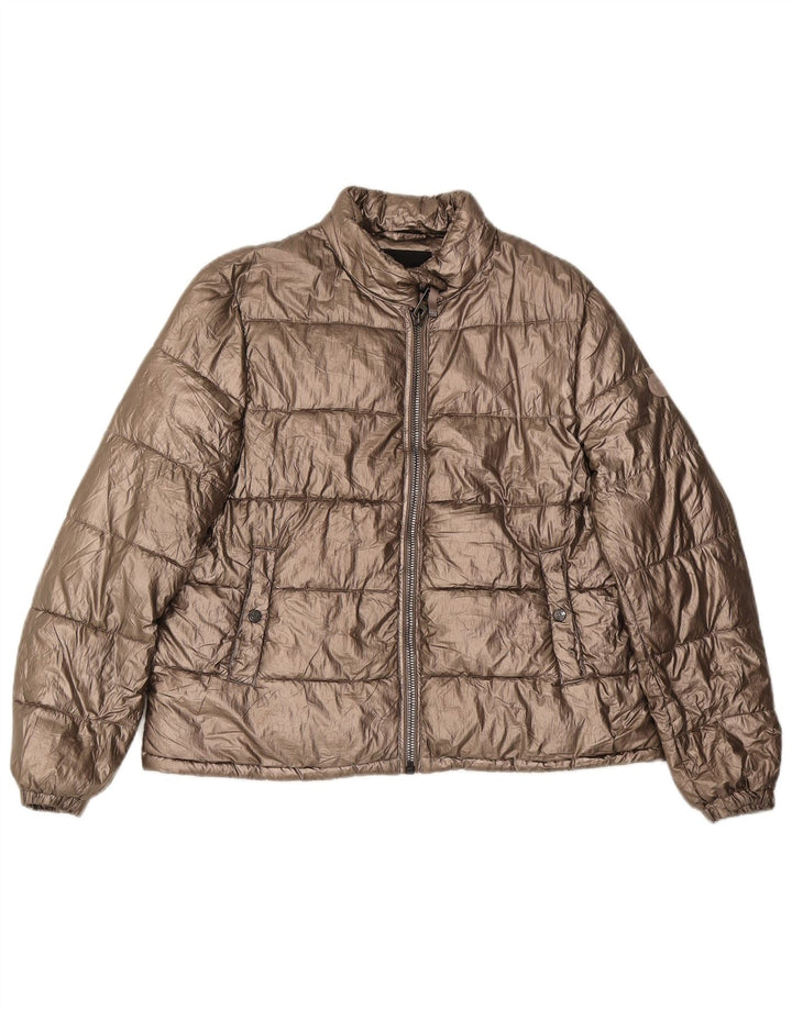 Giacca imbottita da donna Massimo Dutti UK 14 poliestere oro medio