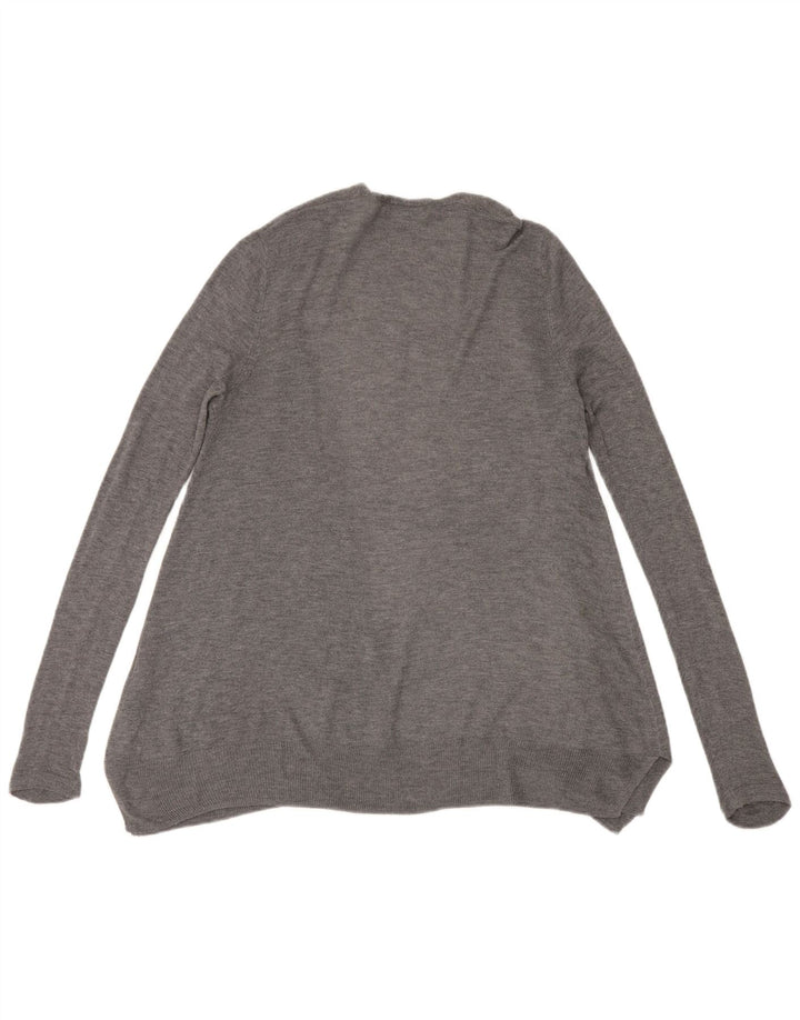 Zara Damen Longline Open Cardigan Pullover UK 14 Mittelgraues Polyester