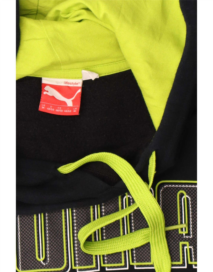 Puma Mens Graphic Hoodie Jumper Medium Navy Blue Cotton