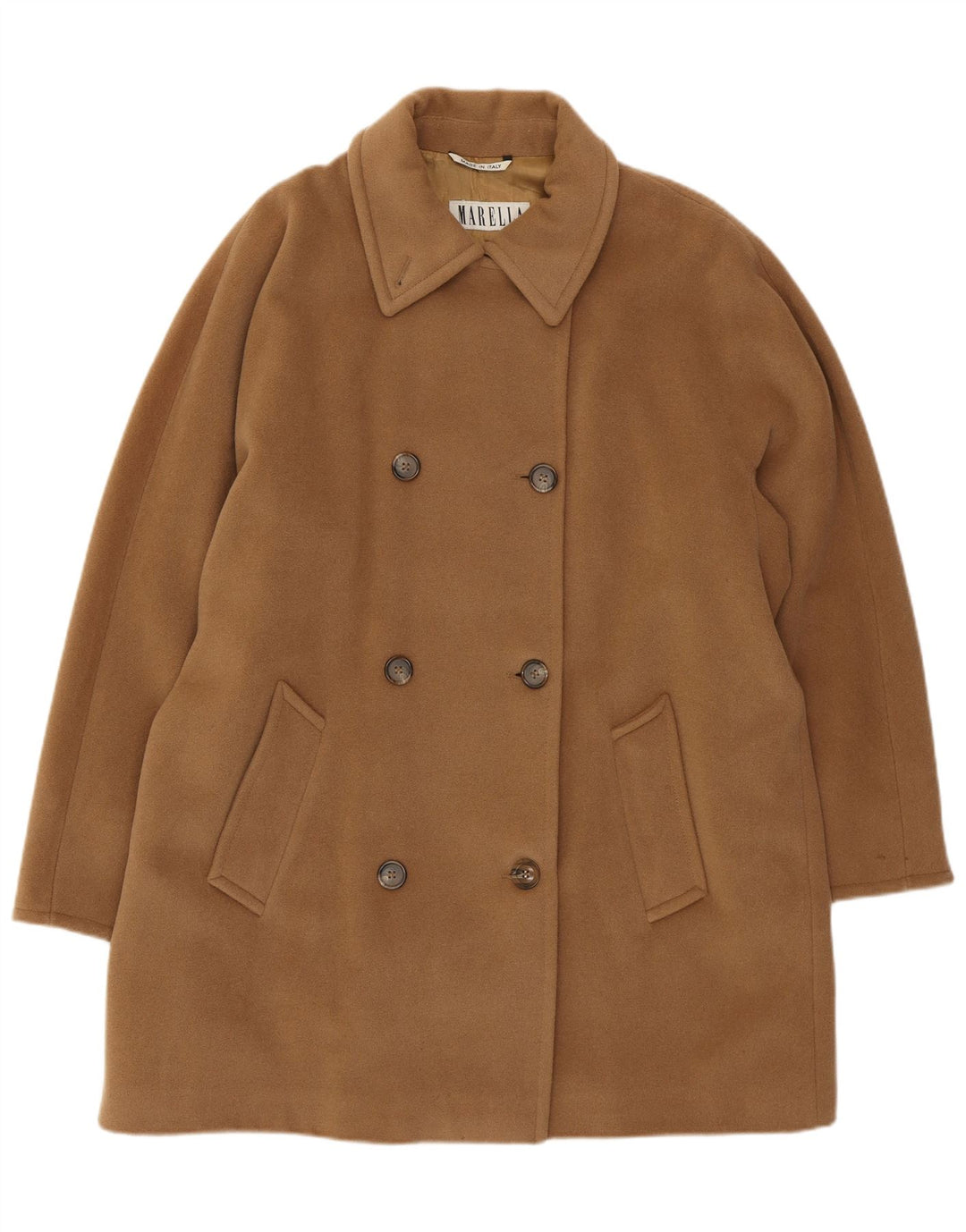 MARELLA Womens Overcoat UK 12 Medium  Brown Wool