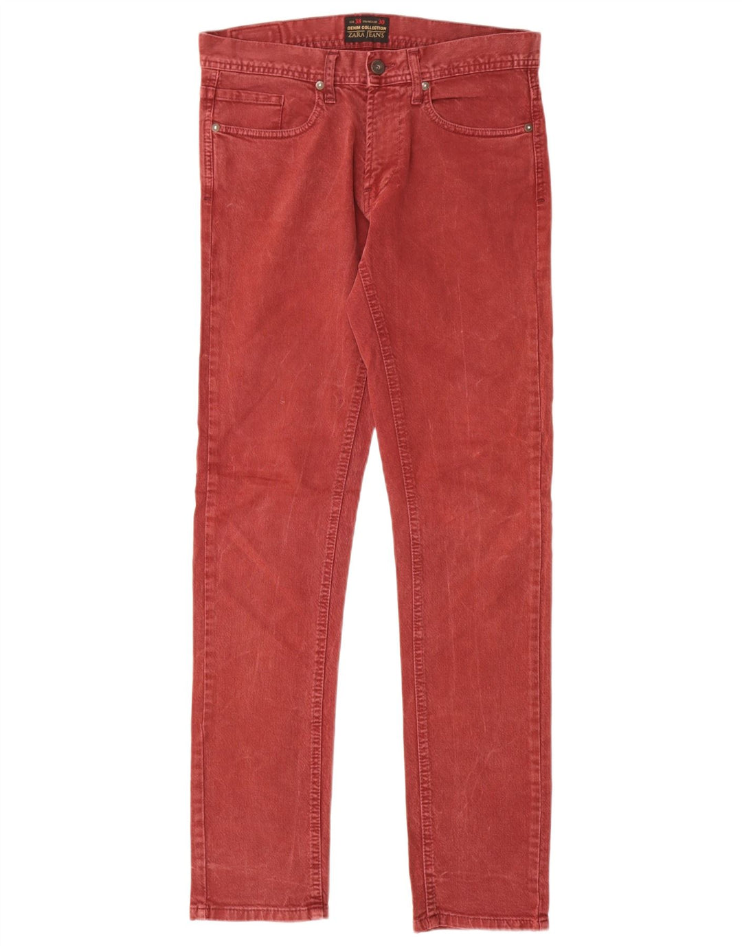 Zara Mens Slim Jeans EU 38 Small W30 L30 Red Cotton