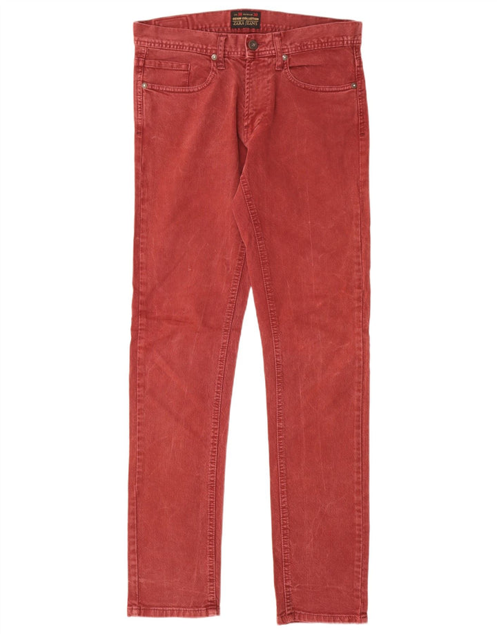 Zara Mens Slim Jeans EU 38 Small W30 L30 Red Cotton