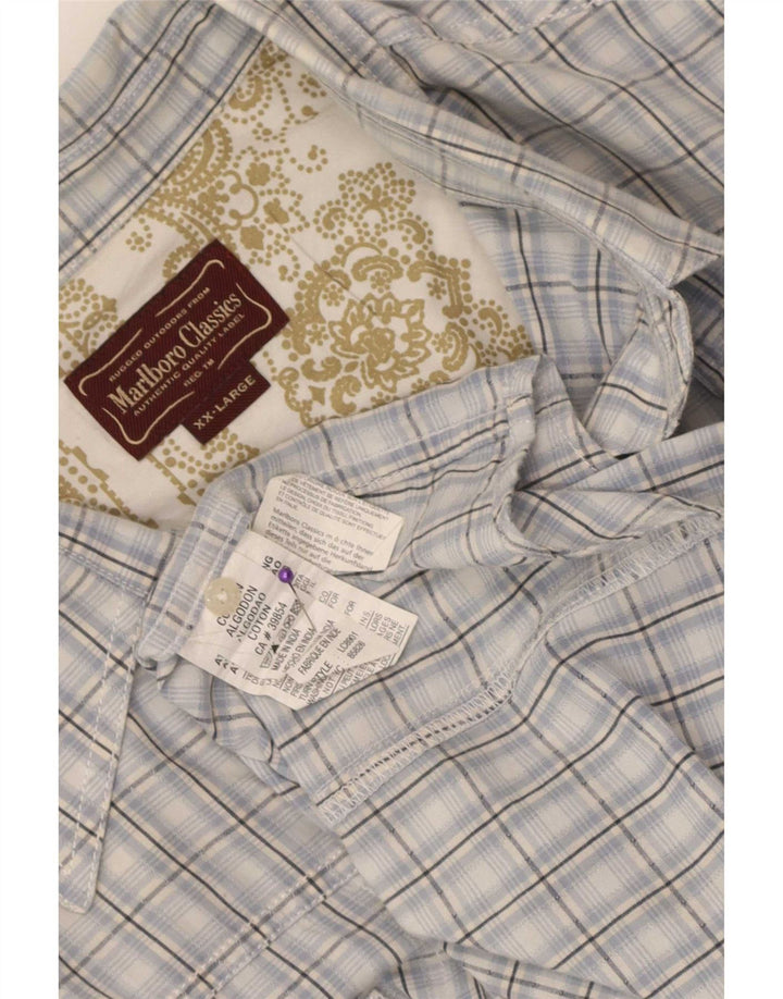 Marlboro Classics Mens Shirt 2XL Blue Check Cotton