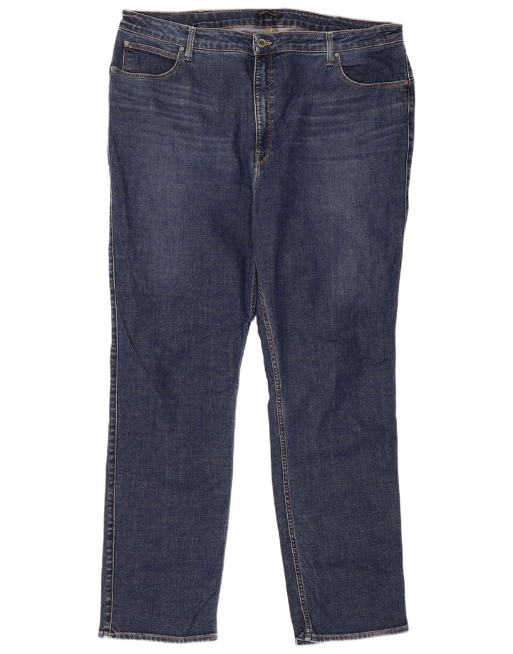 Lee Womens Straight Jeans W42 L33 Navy Blue Cotton