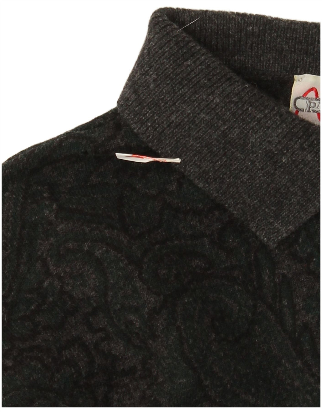 Pancaldi & B Mens Polo Neck Jumper Sweater IT 48 Medium Grey Paisley Wool
