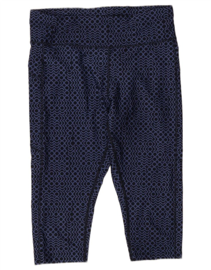 MARKS & SPENCER Womens Capri Leggings UK 16 Large  Navy Blue Geometric