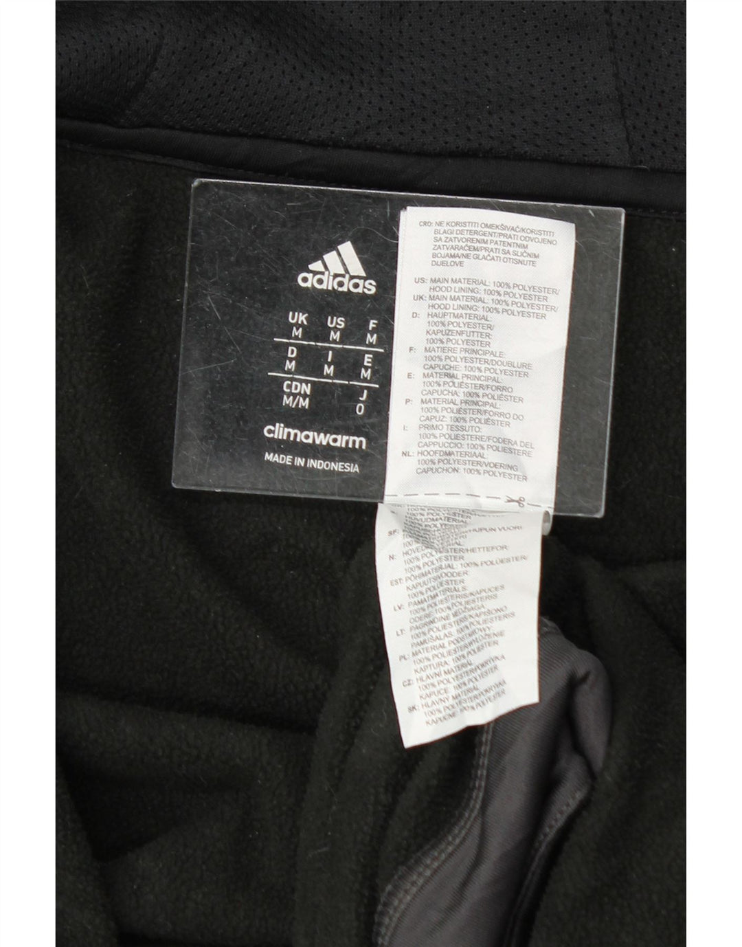 ADIDAS Mens Climawarm Zip Hoodie Sweater Medium Black Polyester Vintage Adidas and Second-Hand Adidas from Messina Hembry 