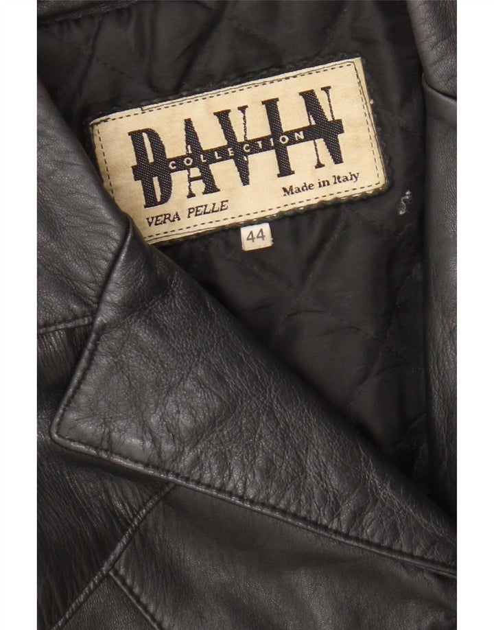 Jaqueta blazer feminina de couro com 3 botões Davin IT 44 médio preto