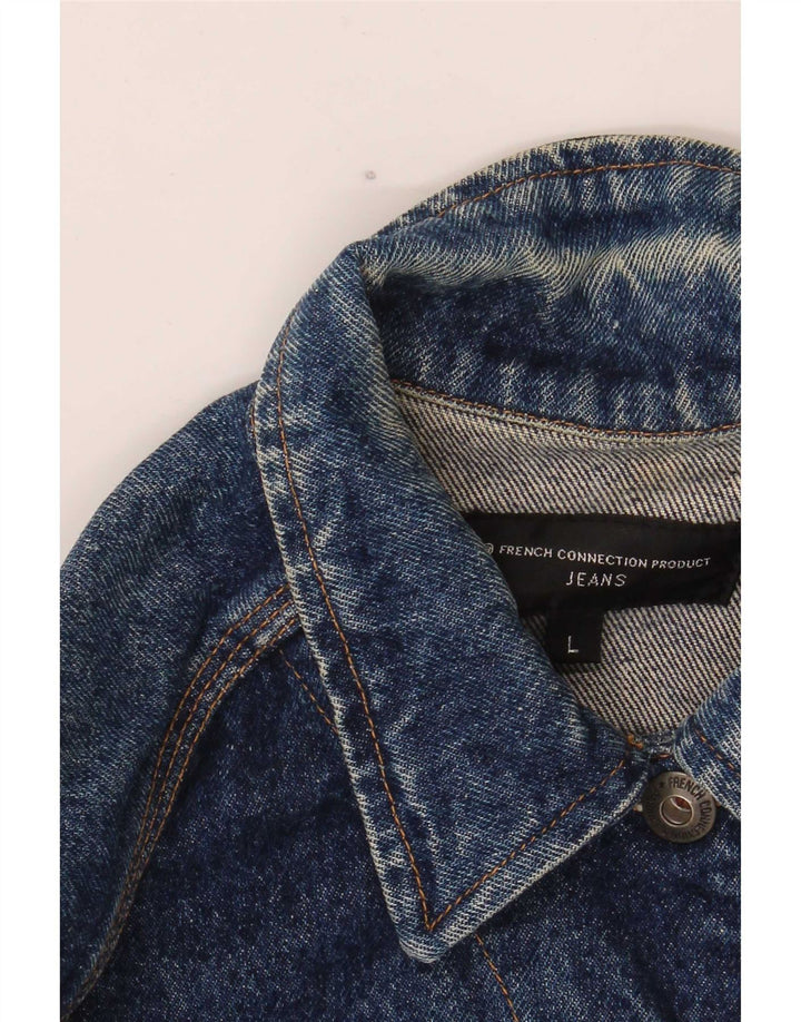 French Connection Damen Jeansjacke UK 16 Large Blaue Baumwolle
