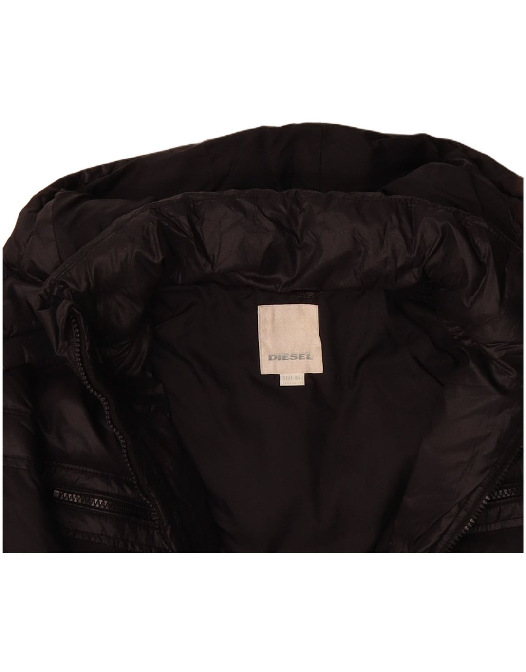 DIESEL Boys Hooded Padded Jacket 15-16 Years Black Nylon