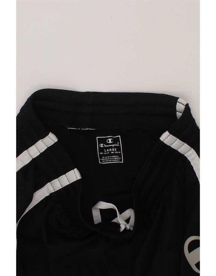 CHAMPION Boys Graphic Sport Shorts 11-12 Years Large Black Polyester Vintage Champion and Second-Hand Champion from Messina Hembry 
