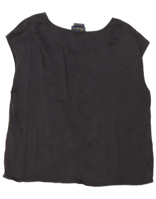 Luisa Spagnoli Dame ærmeløs bluse Top UK 18 XL Sort Silke