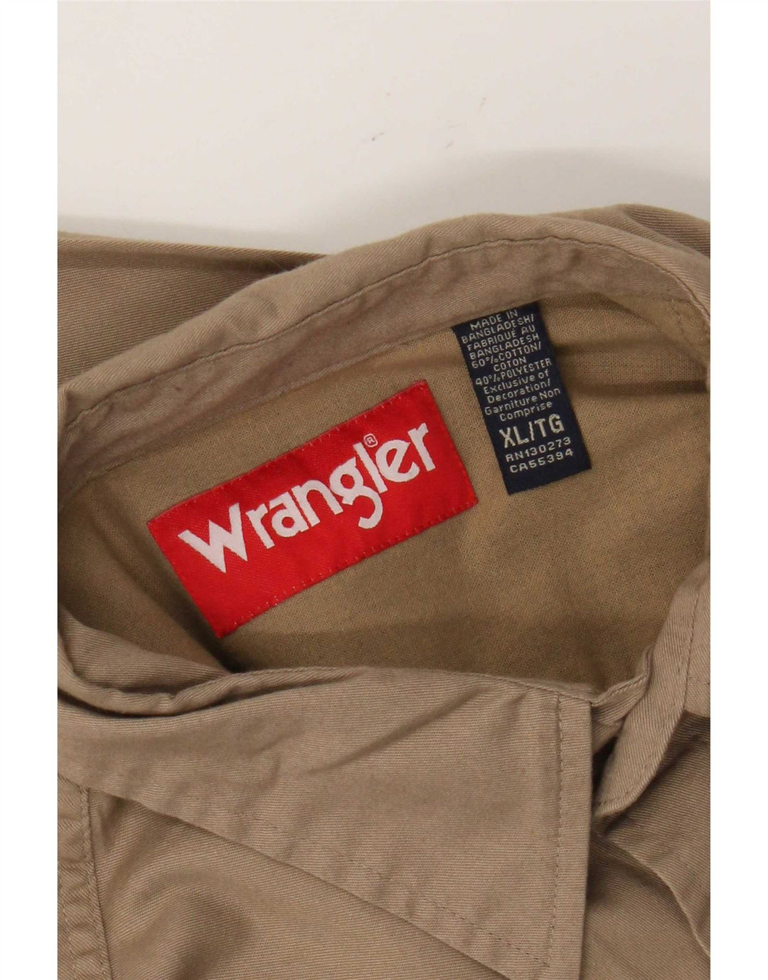 Wrangler Herrenhemd XL Beige Baumwolle