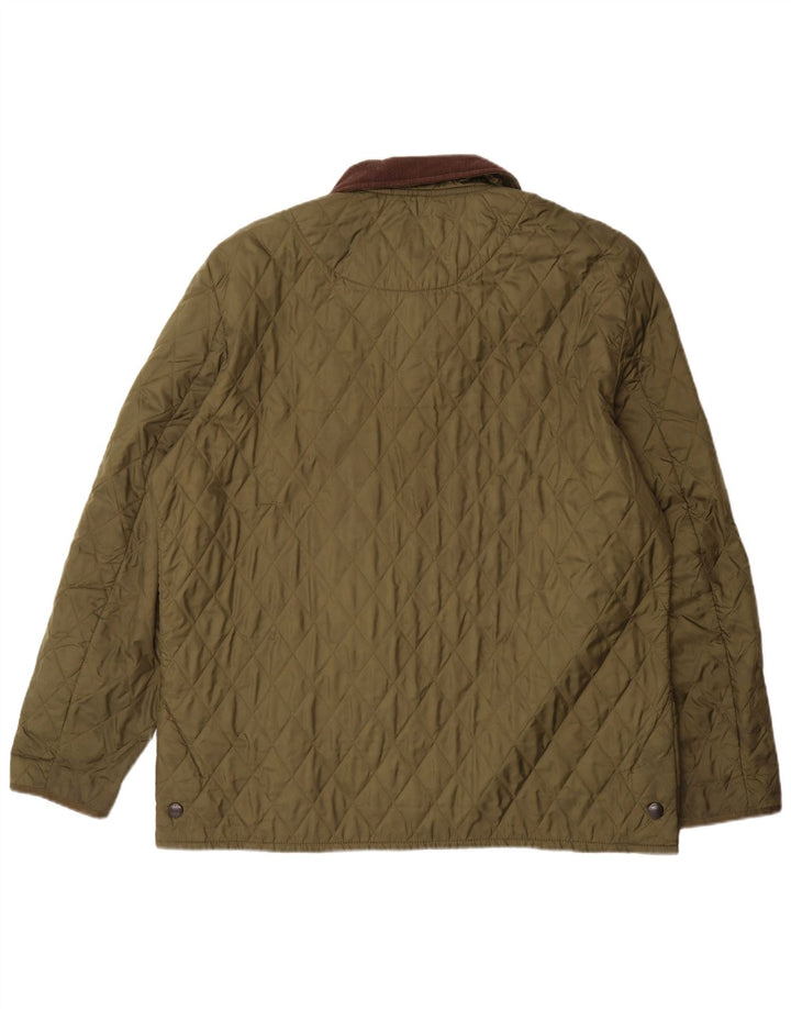 Barbour Mens Quilted Jacket UK 42 XL Khaki Colourblock