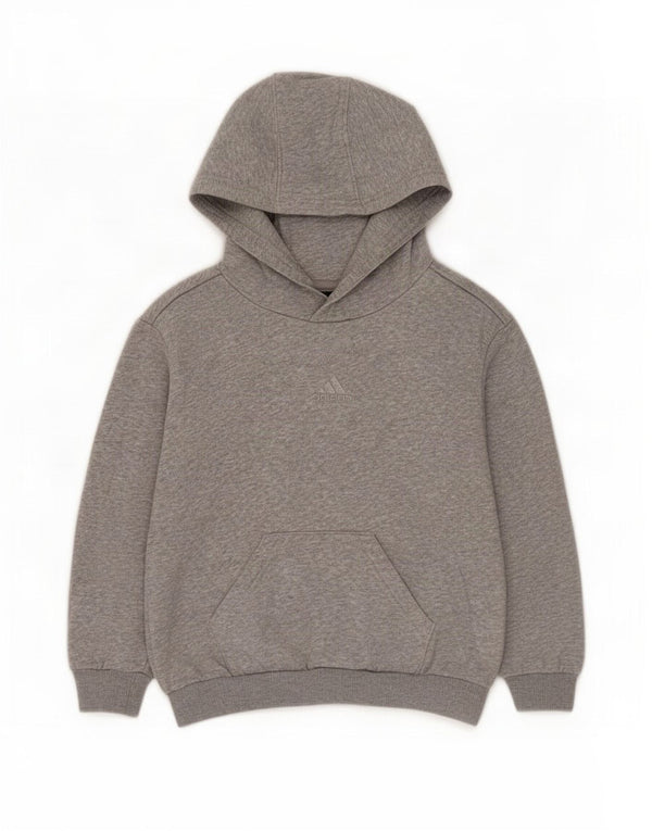 Adidas Boys Hoodie Jumper 6-7 Years Grey Flecked Cotton