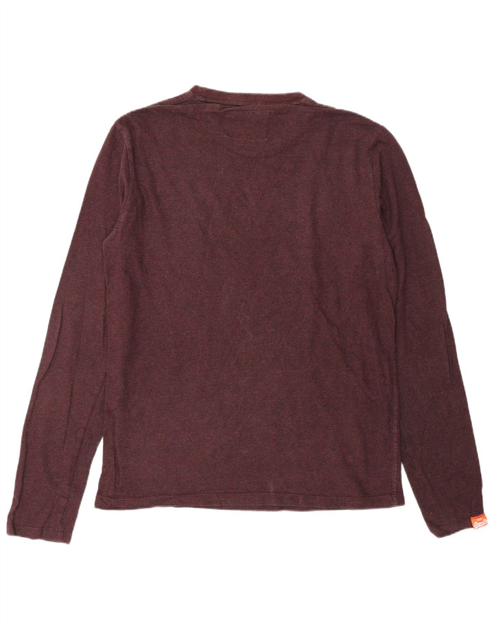 SUPERDRY Herren-Top mit langen Ärmeln, groß, Burgunderrot