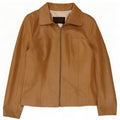 Vintage mujer chaqueta de cuero Reino Unido 8 pequeño beige
