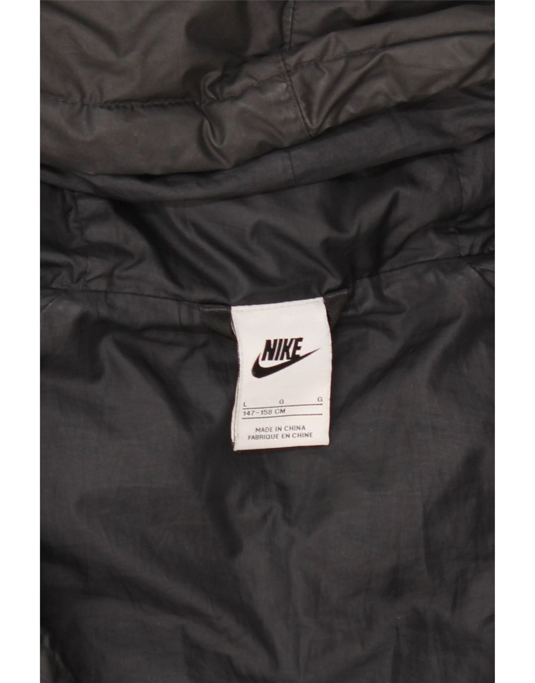 Nike drenge hættepolstret jakke 12-13 år stor sort polyester