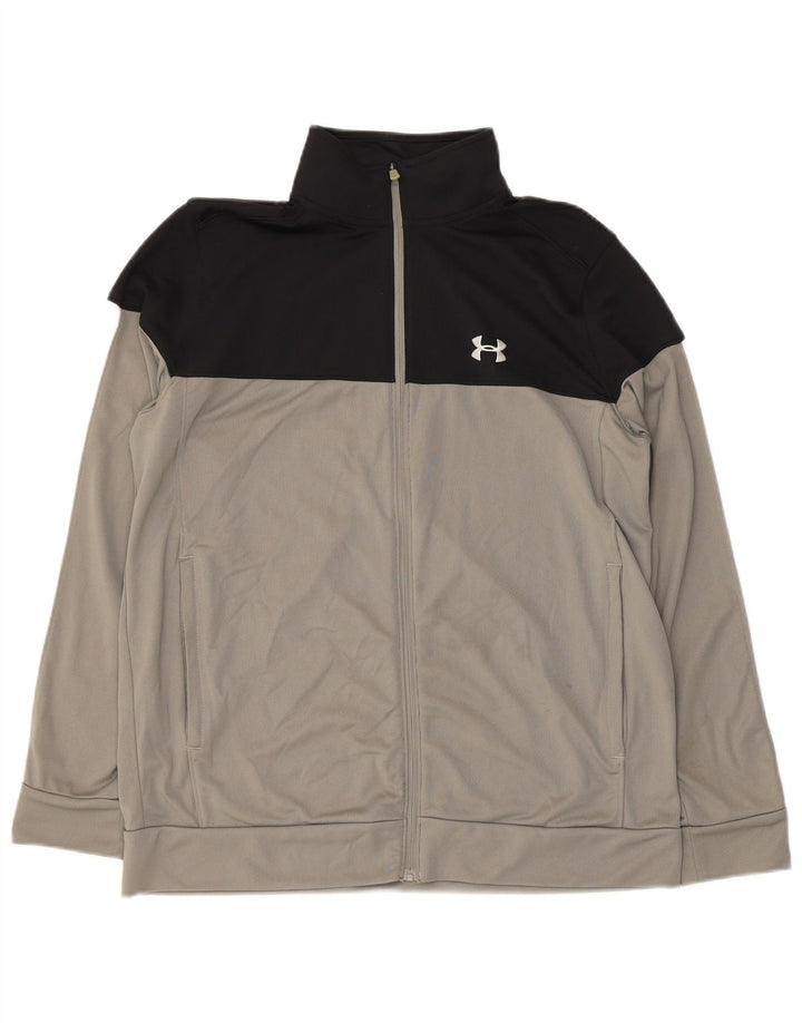 UNDER ARMOUR Mens Tracksuit Top Jacket Large Grey Colourblock