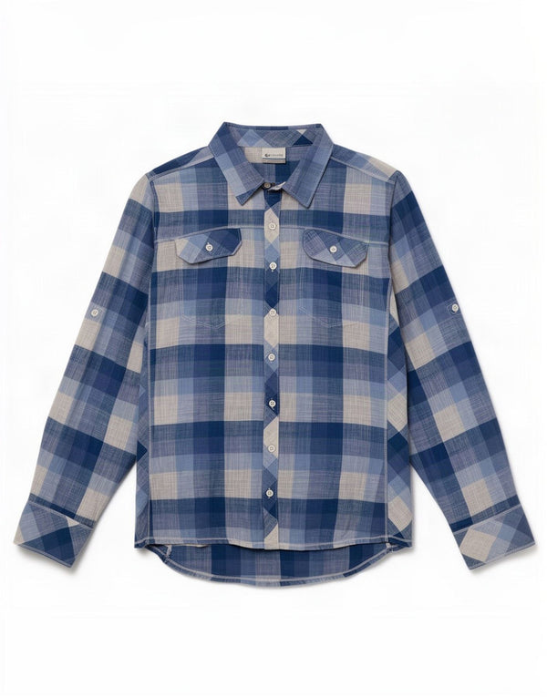 Camisa feminina Columbia UK 18 XL azul xadrez algodão