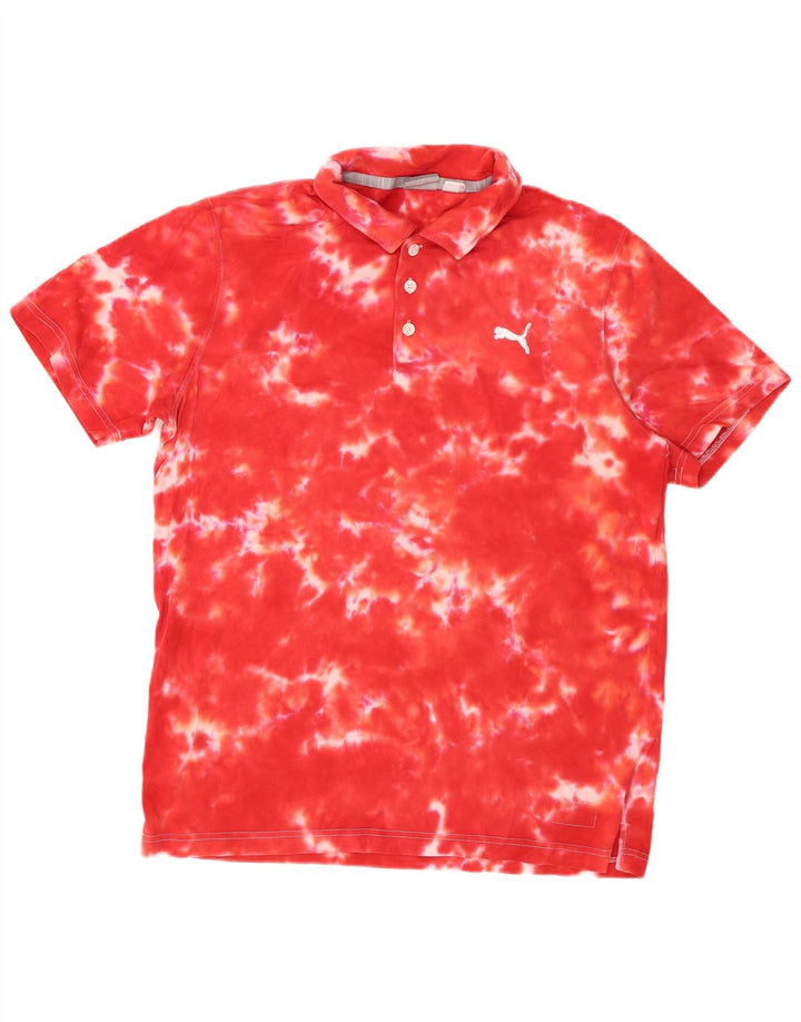 PUMA Mens Polo Shirt Large Red Tie Dye