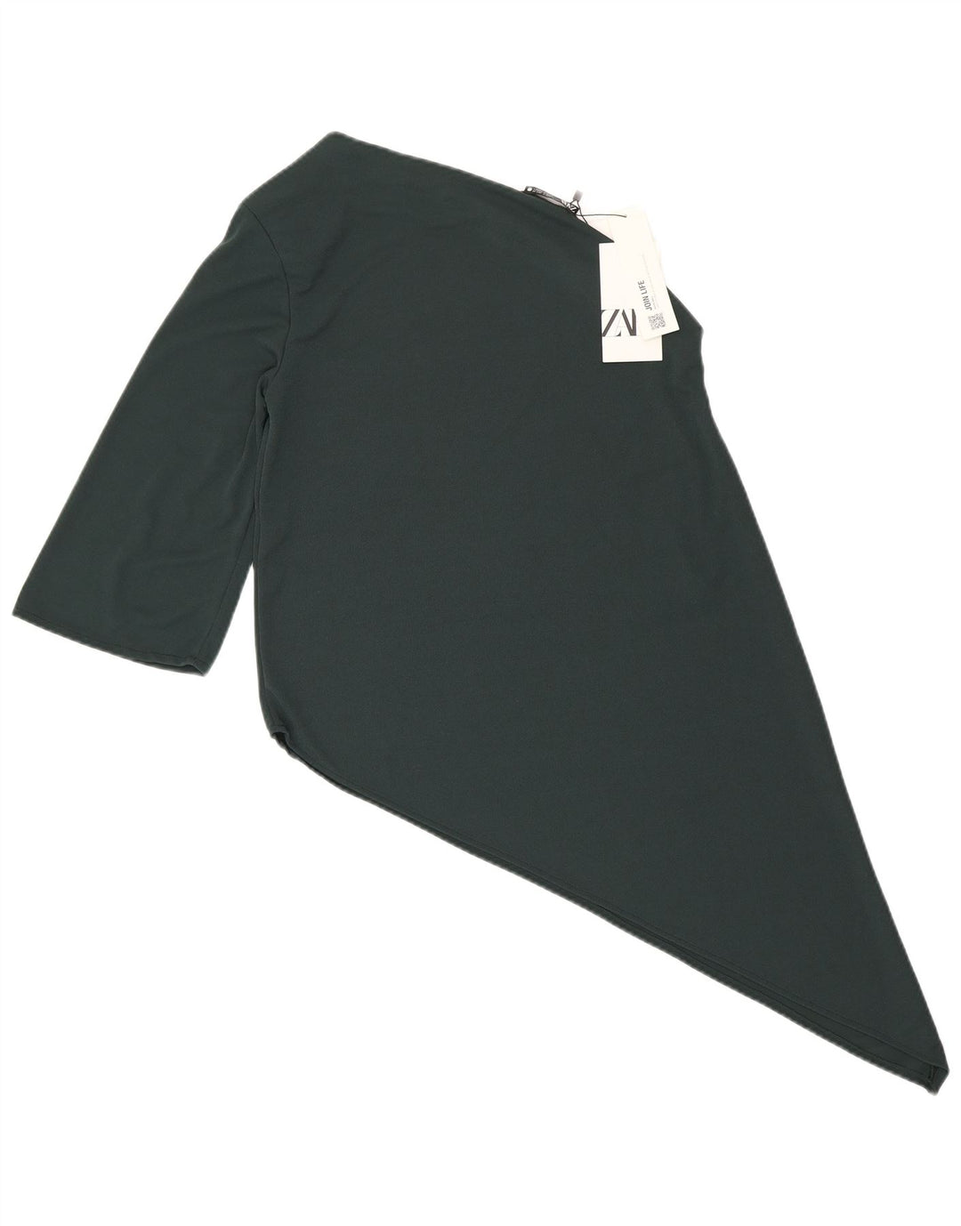 Zara Womens Asymmetric One Shoulder Top UK 10 Small Green Polyester