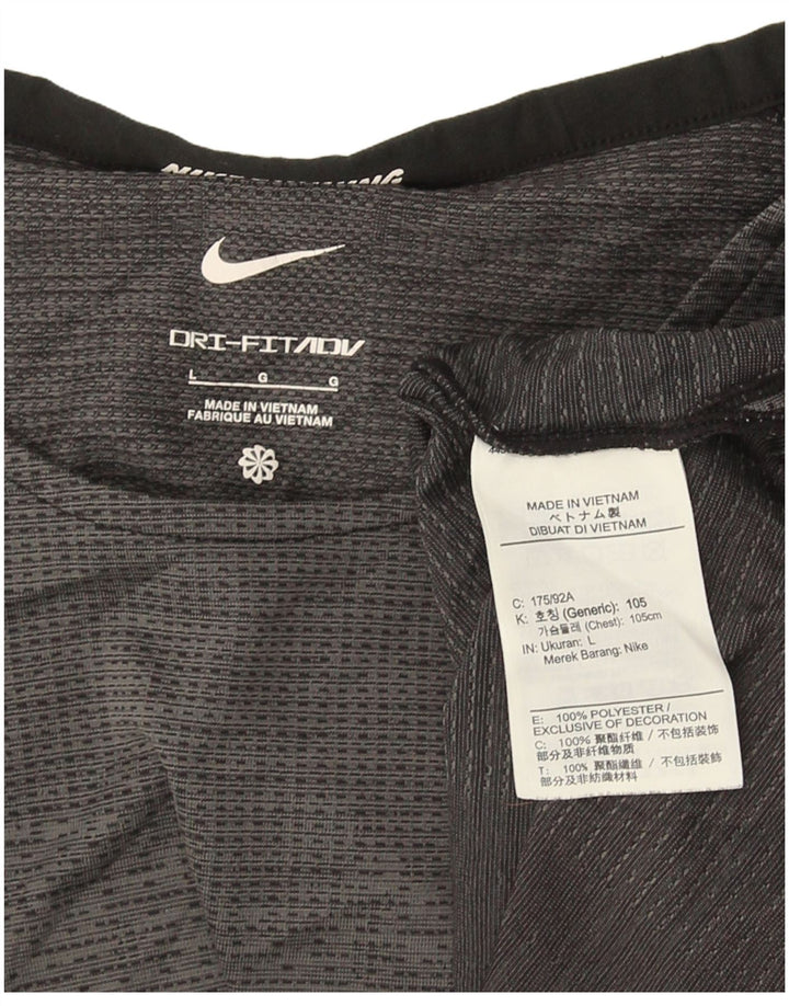 Nike Mens Dri Fit T-Shirt Top Large Grey Polyester Sports
