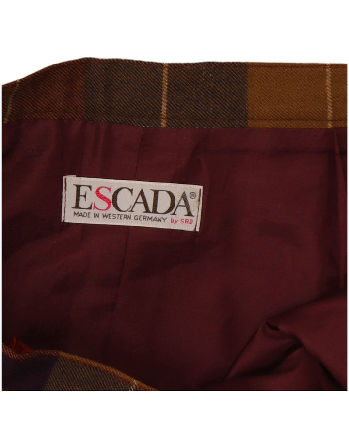 Escada Womens Pleated A-Line Skirt W30 Medium Multicoloured Plaid Wool