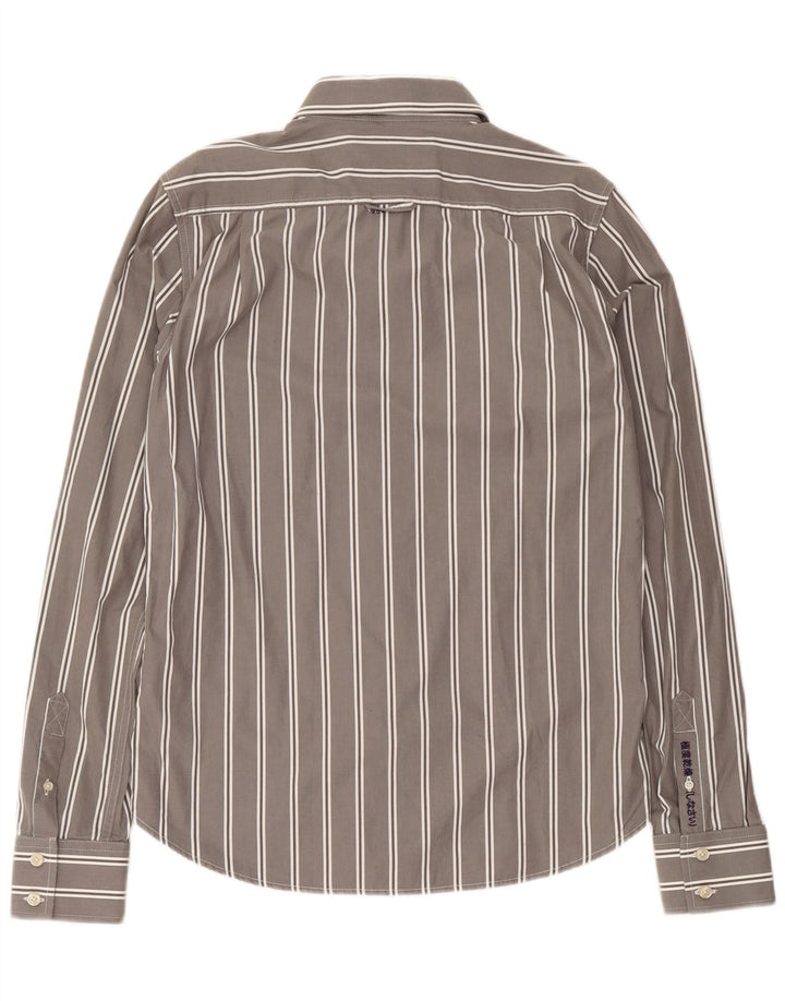 Camicia da uomo Superdry XL in cotone a righe grigie