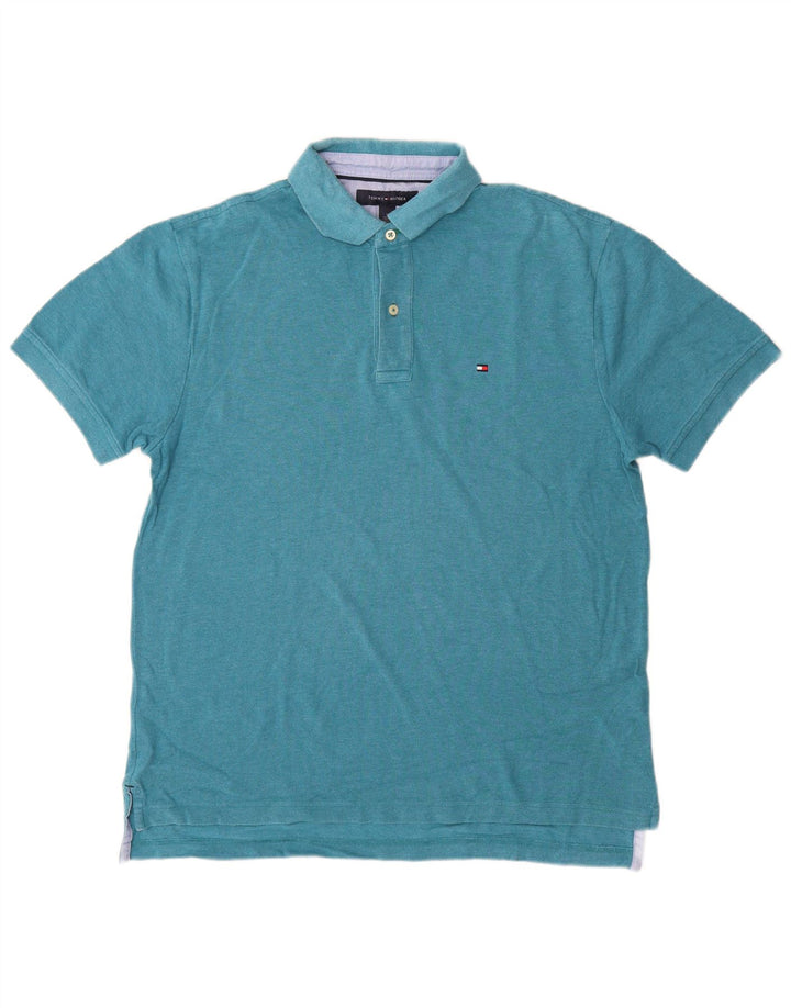TOMMY HILFIGER Mens Polo Shirt Medium Blue Cotton