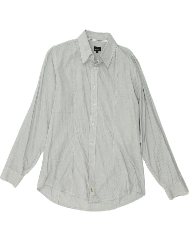 CALVIN KLEIN JEANS Mens Shirt Large Grey Pinstripe Vintage Calvin Klein Jeans and Second-Hand Calvin Klein Jeans from Messina Hembry 