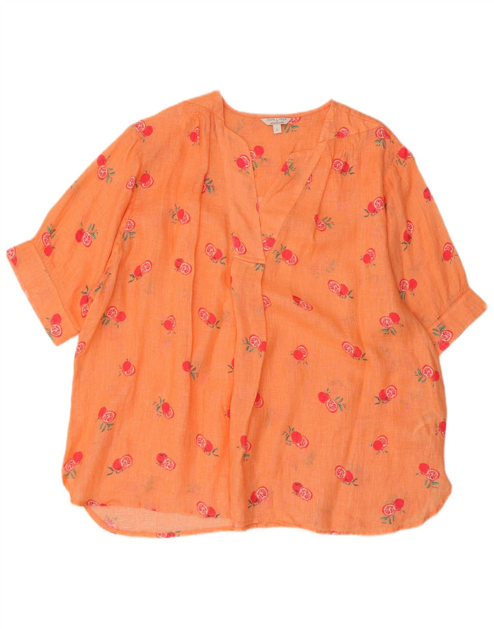 Damska bluzka oversize MONSOON z grafiką UK 16, duża, pomarańczowa lniana