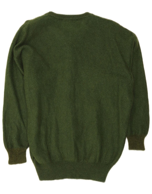 Pulover cardigan supradimensionat cu grafic pentru femei vintage UK 14 Medium Green Floral