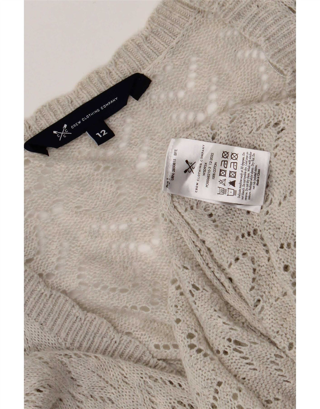 Crew Clothing Womens Oversized Cardigan Sweater UK 12 Medium Grey Cotton