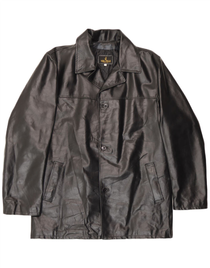 Vintage Herren Lederjacke IT 52 XL Schwarzes Leder