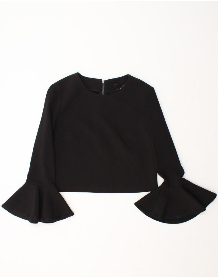 VINTAGE Womens Crop 3/4 Sleeve Blouse Top EU 44 XL Black Polyester Vintage Vintage and Second-Hand Vintage from Messina Hembry 
