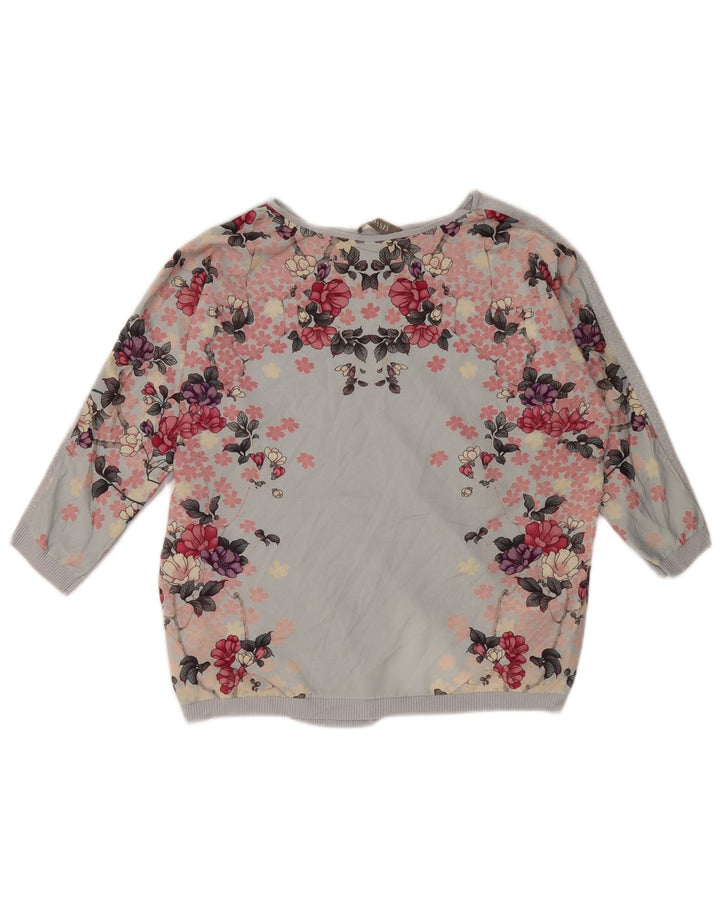 Oasis Womens Oversized Boat Neck Jumper Sweater UK 14 Medium Blue Floral