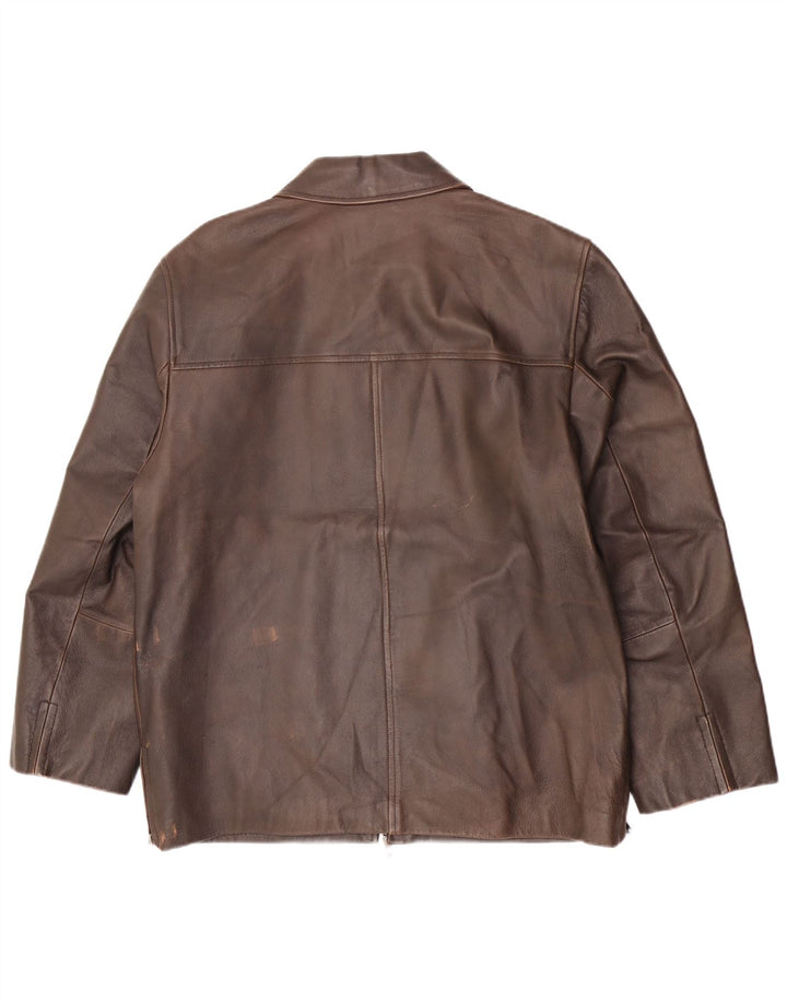 Conbipel Mens Leather Jacket IT 48 Medium Brown