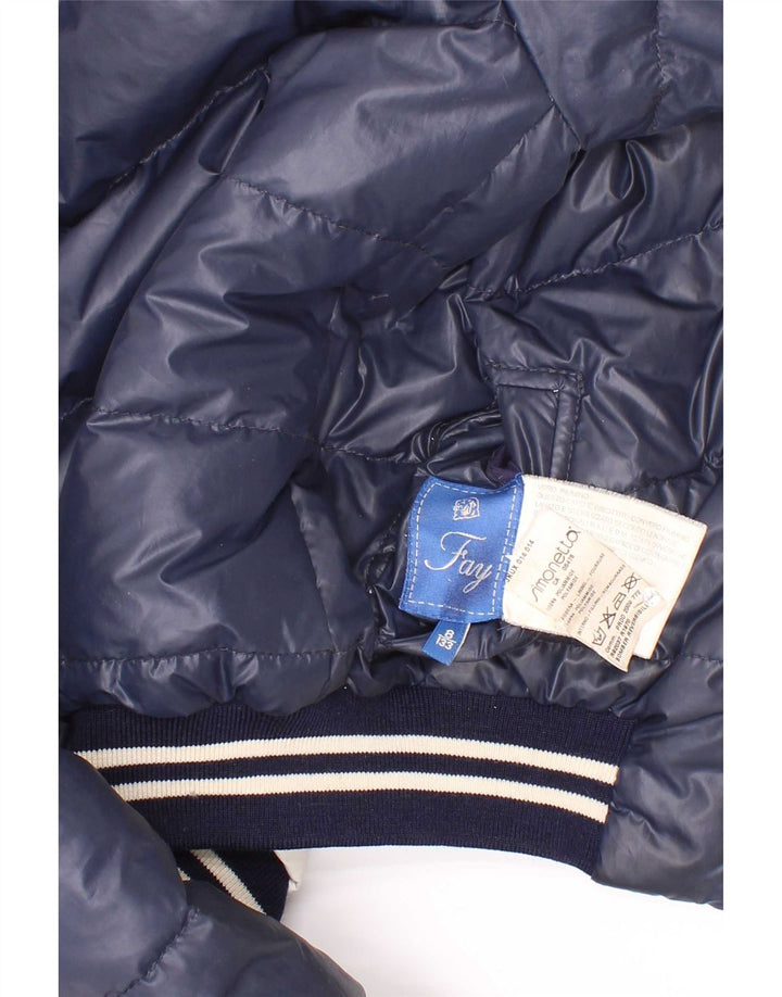 Fay Boys Hooded Reversible Padded Jacket 7-8 Years Navy Blue Striped