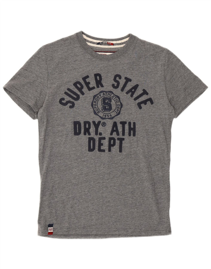 SUPERDRY Mens Graphic T-Shirt Top Medium Grey Cotton
