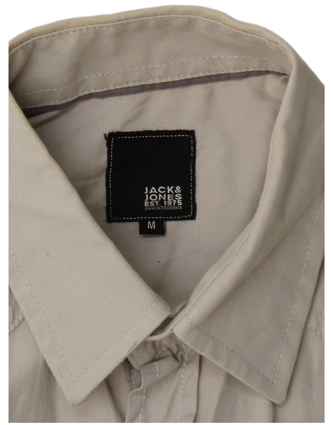 JACK & JONES Мужская рубашка с коротким рукавом среднего серого цвета, хлопок