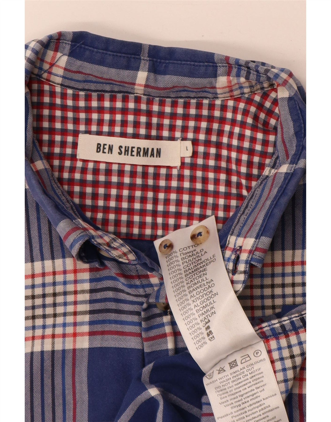 Ben Sherman muška košulja velika tamnoplava karirana pamuk